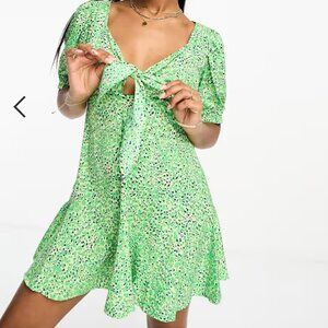 ASOS Pieces Front Tie Green Mini Dress -